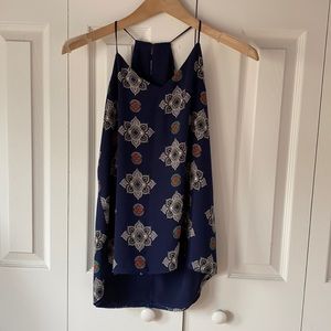 Express reversible halter tank flowy navy floral